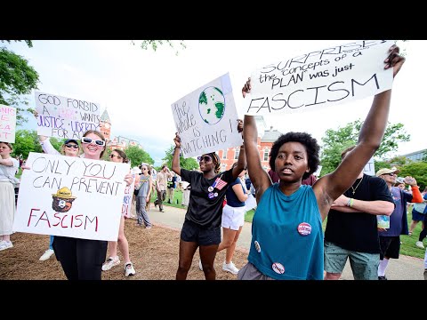 Watch scenes from "No Kings" protest in Auburn