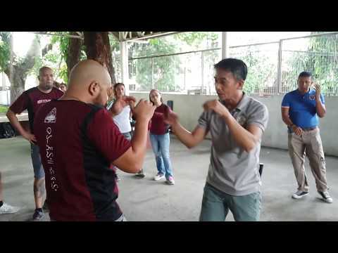 Pekiti tirsia kali empty hands drill, transition to knife drills
