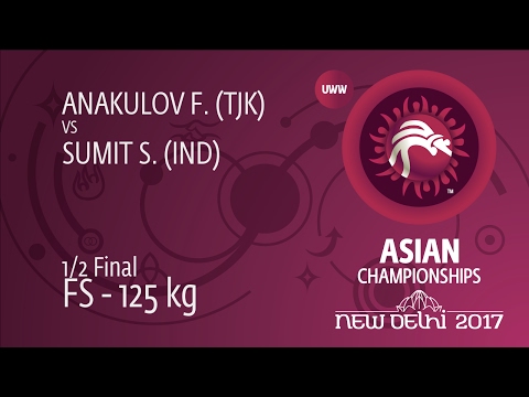 1/2 FS - 125 kg: S. SUMIT (IND) df. F. ANAKULOV (TJK), 7-2