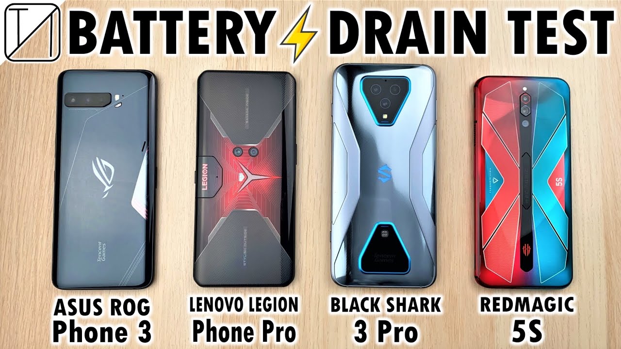 Asus ROG Phone 3 vs Lenovo Legion Phone vs RedMagic 5S vs Black Shark 3 Pro Battery Life DRAIN TEST!