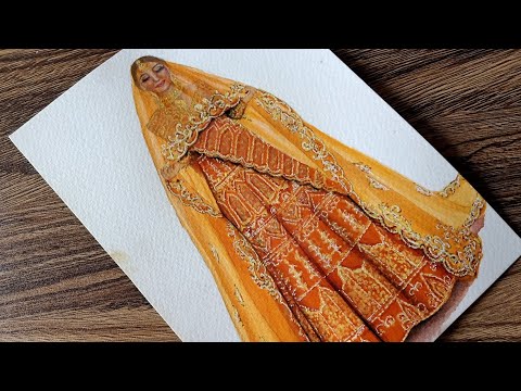 How to make Fashion Illustration | Wedding dress | Indian bridal Illustration | Braided art