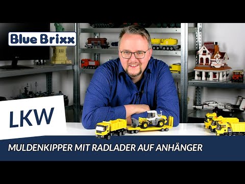 Muldenkipper mit Radlader auf Anhänger