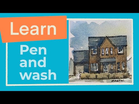 Thumbnail of Urban Sketching - Pen and wash house with garage using a limited palette of watercolour Thumbnail of Urban Sketching - Pen and wash house with garage using a limited palette of watercolour