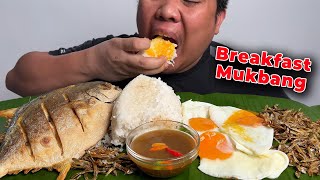Breakfast Mukbang - Dilis, Pritong Pompano, Sunny side up egg