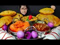 Eating Poori Chole Masala Malai Chaap Roll Dum Aloo Big Bites Asmr Eating Mukbang