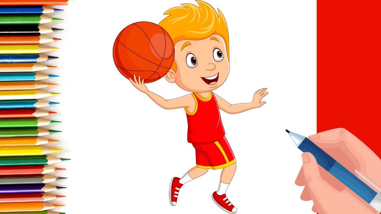 How to Draw Kid playing Basketball step by step for Kids| Drawing Tutorials for Kids!