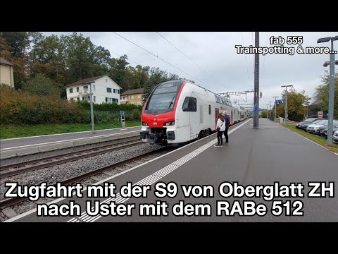 Zugfahrt mit der S9 von Oberglatt ZH nach Uster | 1. Klasse | RABe 512 IR-Dosto