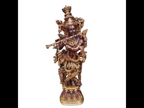 Antique brown brass krishna statue, for decoration, size: 29...