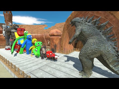 Godzilla Classic vs Rainbow Friends Green ARENA DEATH RUN - Animal Revolt Battle Simulator