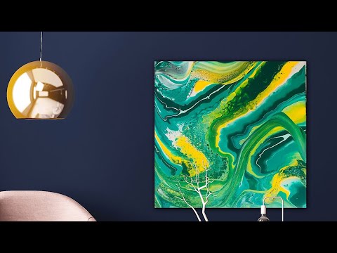 DIFFERENT 🤩 Puddle pours with Aussie slides~stunning effects with glorious greens🤩 fluid art magic