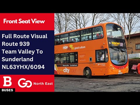Full Route Visual | Nexus Bus Route 939 - Team Valley To Sunderland | NL63YHX/6094