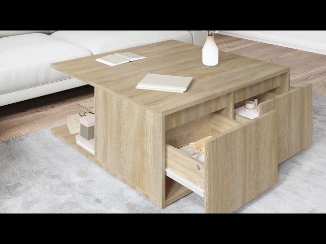 Vidéo teaser pour 806879 vidaXL Coffee Table Sonoma Oak 80x80x31 cm Engineered Wood