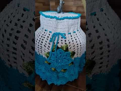 JOGO DE CROCHÊ -PARA DO FOGÃO FICO UM LUXO AZUL TURQUEZA COM BRANCO💙