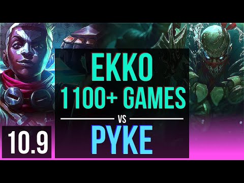 EKKO vs PYKE (MID) | 1.8M mastery points, 4 early solo kills, 1100+ games | NA Master | v10.9