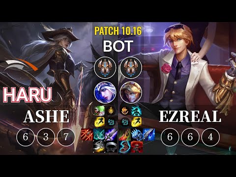 HLE Haru Ashe vs Ezreal Bot - KR Patch 10.16
