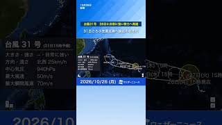 【台風31号2026】西北西へゆっくり進み28日には非常に強い勢力へ発達　小笠原近海に接近するおそれ※26日15時更新