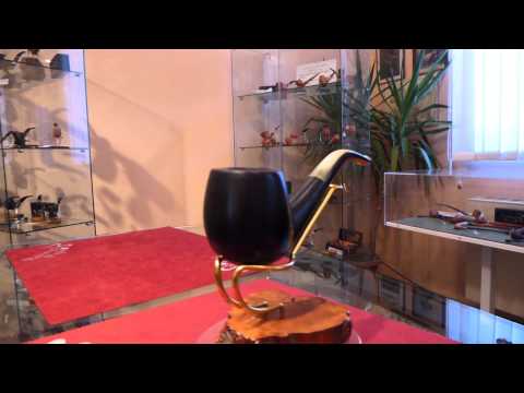 Pipa in ebano e corno bent freehand - www.paronellipipe.it