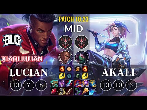 BLG xiaoliulian Lucian vs Akali Mid - KR Patch 10.23