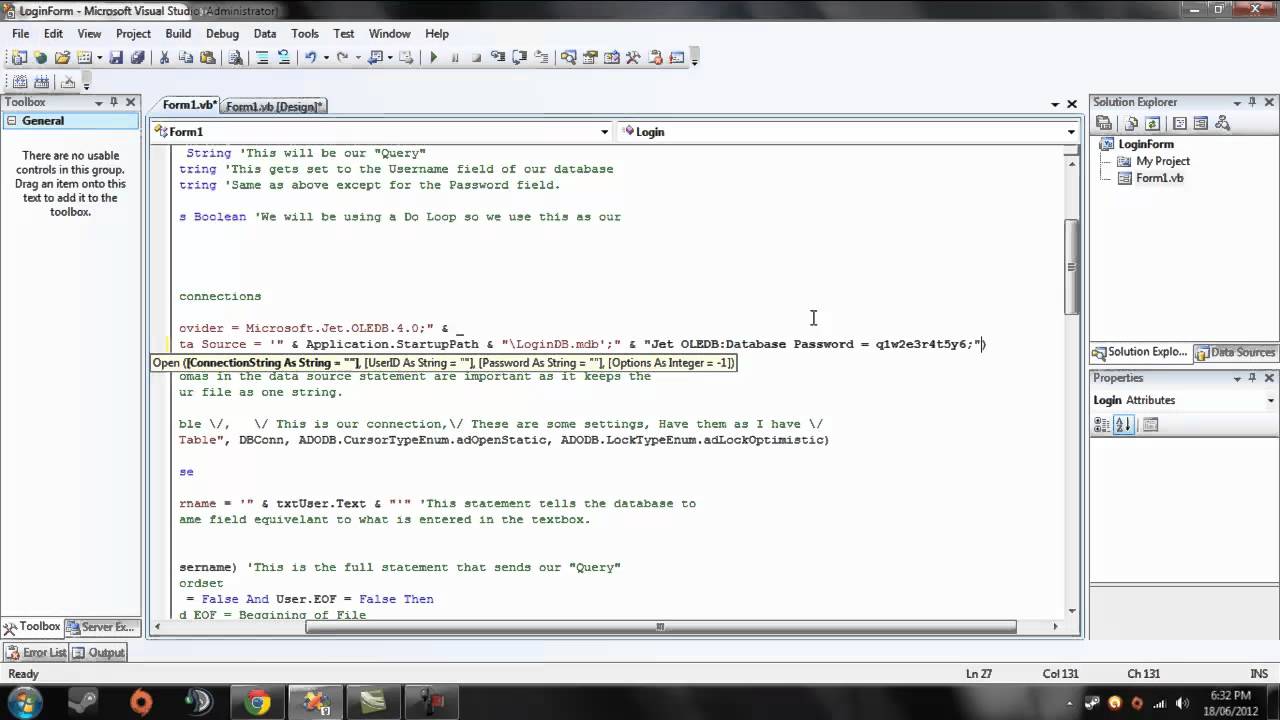 VB, Connect to Your Password Encrypted Database