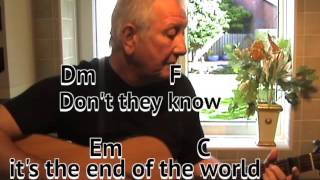 End of the World - Skeeter Davis - cover - easy chords guitar lesson - on-screen chords and lyrics
