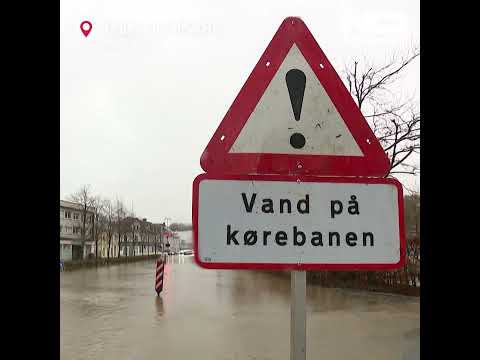 Heavy rain causes floods in Vejle city in southern Denmark