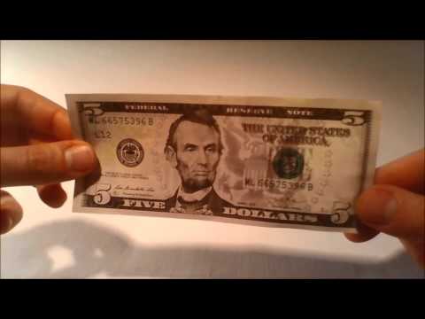 United States Five dollar bill- Counterfeit money detection