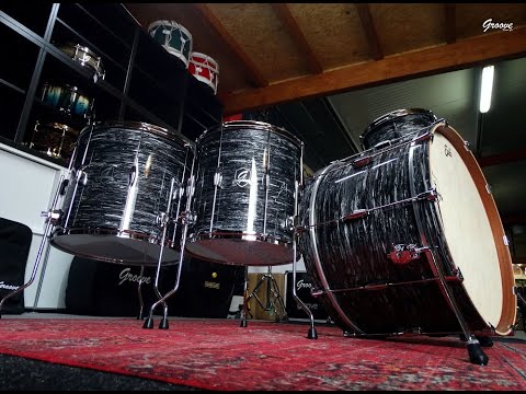 DEMO - 24",13,16,18" 60's Black Oyster over Mahogany/Poplar Drum Kit