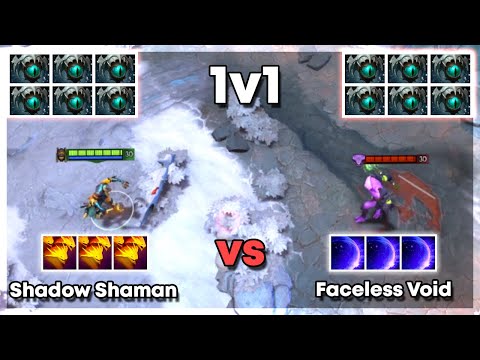 Level 30 Shadow Shaman vs Level 30 Faceless Void with 6x Skadi - Dota 2 1v1