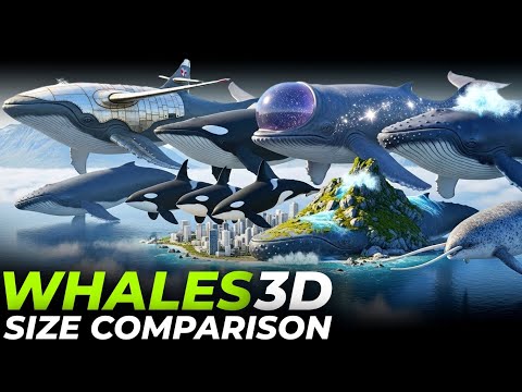 Epic Monster Whales Size Comparison 3D | Aircraft Whale vs Space Whale vs Lyngbakur