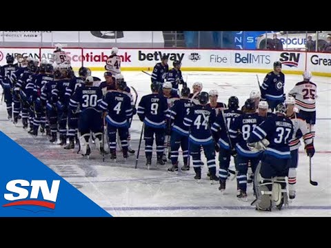 Jets Shake Hands With Oilers After Completing First Round Sweep