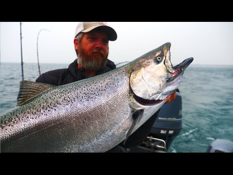Small Boat Salmon Fishing on Lake Michigan