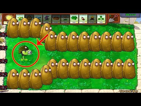 Plants vs Zombies Hack - 1 Gatling Pea vs Tall-Nut vs 99 Gargantuar