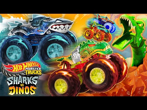 Hot Wheels Monster Trucks: “Tubarões vs. Dinossauros” | Especial de 45 minutos!