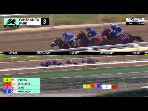 Weston wins Race 3 on Sunday June 21, 2020 at Santa Anita Park.