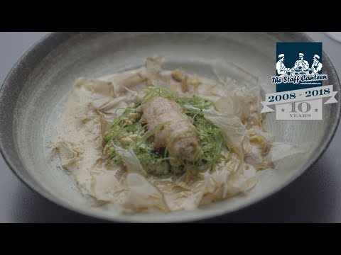 A Scottish Langoustine, Koshihikari rice, katsuboshi recipe, cooked by Stuart Ralston