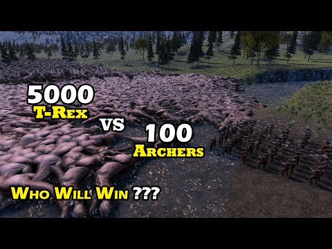5000 T-Rex VS 100 Archers Who Will Win??? UEBS