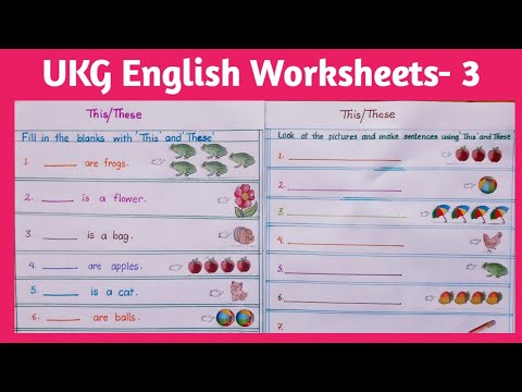 English Worksheets for UKG-3 | English Worksheets 'This or These' | UKG Worksheets | Eng Teach