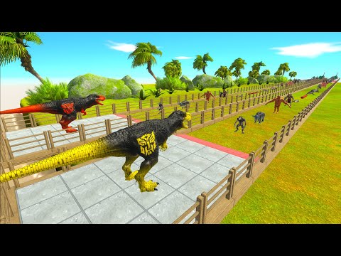 RED TRANSFORMERS T-REX vs YELLOW T-REX - Who is Stronger? - Animal Revolt Battle Simulator