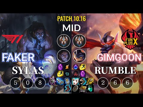 T1 Faker Sylas vs FPX GimGoon Rumble Mid - KR Patch 10.16