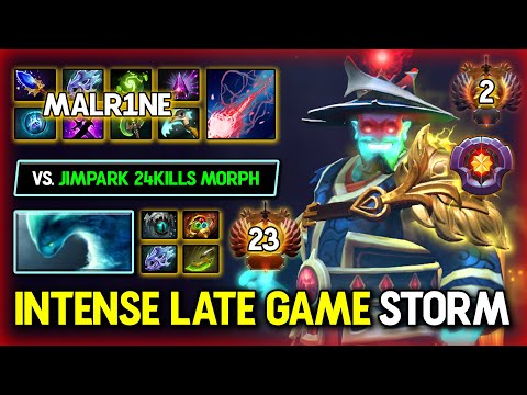 INTENSE LATE GAME ZIP-ZAP GOD By Malr1ne Storm Spirit Vs. JimPark 24Kills Morphling | 7.37d DotA 2