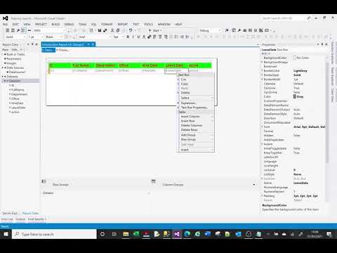 MS SSRS tutorial on basic report formatting, font style, textbox properties and adding colours.