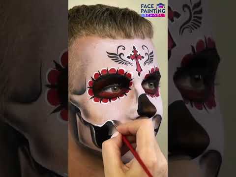 Catrin Sugar Skull for Men face paint tutorial #shorts