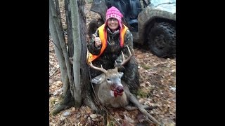 preview picture of video 'Wife Gutting Her First Buck 200lbs 8 Pointer Vermont Deer Hunting 2013'