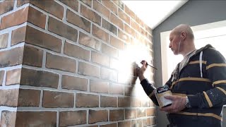 Faux Brick Wall (Without joint compound) Complete tutorial. #fauxbrick