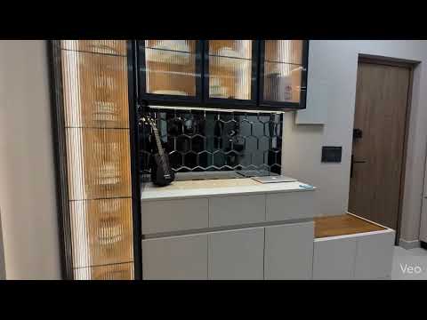 Designer Modular Wooden + Glass Shutter Crockery Unit