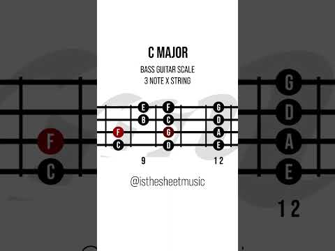 C MAJOR SCALE   BASS GUITAR   3 NOTES x STRING #bassguitar #bassbeginner #bajoeléctrico