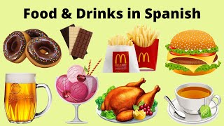 Food and Drinks vocabulary in Spanish. Learn Foods in Spanish.