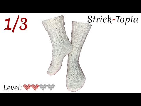 Socken mit Überzug-Zöpfchen Muster stricken leicht gemacht - Video 1/3 - Bündchen & Schaft