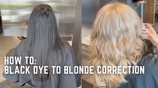 Black to Blonde Color correction Tutorial - hair transformation from box dye to blonde in one day