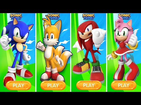 Sonic Dash - Sonic Vs Tails Vs Knuckles Vs Amy Vs All Boss Zazz Egman-All characters unlocked 
